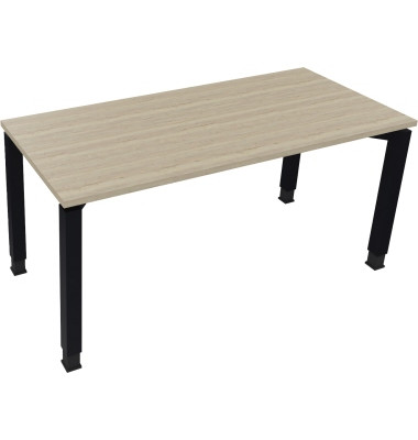 Schreibtisch All in One, manuell h&ouml;henverstellbar, 68-82cm (H), 160x70cm (BxT), rechteckig, eiche natur / anthrazit metallic