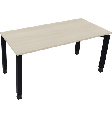 Schreibtisch All in One, manuell höhenverstellbar, 68-82cm (H), 160x70cm (BxT), rechteckig, akazie hell / anthrazit metallic
