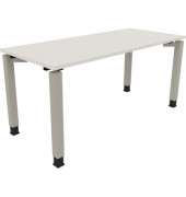 Schreibtisch All in One, manuell höhenverstellbar, 68-82cm (H), 160x70cm (BxT), rechteckig, weiß / silberaluminium