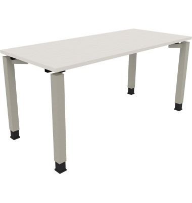 Schreibtisch All in One, manuell höhenverstellbar, 68-82cm (H), 160x70cm (BxT), rechteckig, weiß / silberaluminium Schreibtisch All in One, manuell höhenverstellbar, 68-82cm (H), 160x70cm (BxT), rechteckig, weiß / silberaluminium