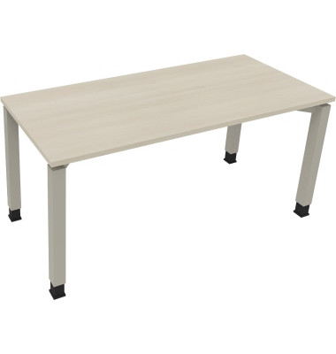 Schreibtisch All in One, manuell höhenverstellbar, 68-82cm (H), 160x70cm (BxT), rechteckig, akazie hell / silberaluminium