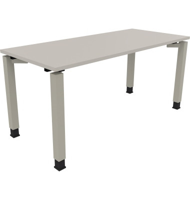 Schreibtisch All in One, manuell höhenverstellbar, 68-82cm (H), 160x70cm (BxT), rechteckig, lichtgrau / silberaluminium