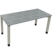 Schreibtisch All in One, manuell höhenverstellbar, 68-82cm (H), 160x70cm (BxT), rechteckig, beton hell / silberaluminium