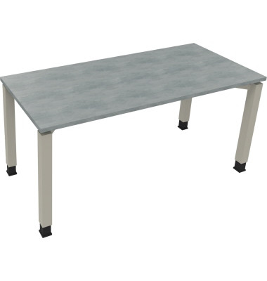 Schreibtisch All in One, manuell h&ouml;henverstellbar, 68-82cm (H), 160x70cm (BxT), rechteckig, beton hell / silberaluminium