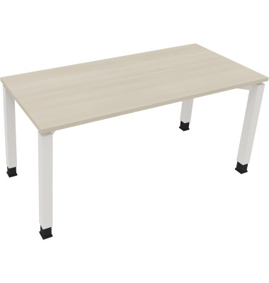Schreibtisch All in One, manuell h&ouml;henverstellbar, 68-82cm (H), 160x70cm (BxT), rechteckig, akazie hell / wei&szlig;