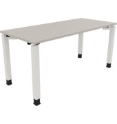 Schreibtisch All in One, manuell höhenverstellbar, 68-82cm (H), 160x70cm (BxT), rechteckig, lichtgrau / weiß