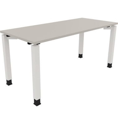 Schreibtisch All in One, manuell höhenverstellbar, 68-82cm (H), 160x70cm (BxT), rechteckig, lichtgrau / weiß