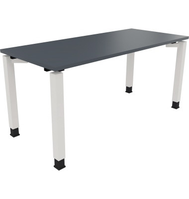 Schreibtisch All in One, manuell höhenverstellbar, 68-82cm (H), 160x70cm (BxT), rechteckig, lavagrau / weiß
