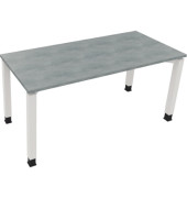 Schreibtisch All in One, manuell höhenverstellbar, 68-82cm (H), 160x70cm (BxT), rechteckig, beton hell / weiß
