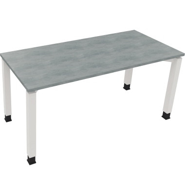 Schreibtisch All in One, manuell höhenverstellbar, 68-82cm (H), 160x70cm (BxT), rechteckig, beton hell / weiß
