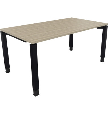 Schreibtisch All in One, manuell höhenverstellbar, 68-82cm (H), 160x90cm (BxT), rechteckig, eiche natur / anthrazit metallic