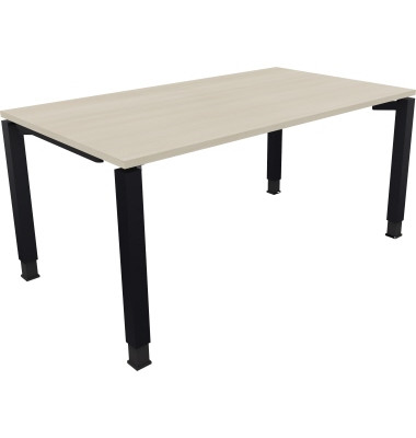 Schreibtisch All in One, manuell höhenverstellbar, 68-82cm (H), 160x90cm (BxT), rechteckig, akazie hell / anthrazit metallic