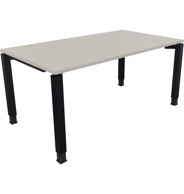 Schreibtisch All in One, manuell h&ouml;henverstellbar, 68-82cm (H), 160x90cm (BxT), rechteckig, lichtgrau / anthrazit metallic