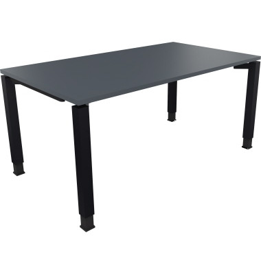 Schreibtisch All in One, manuell h&ouml;henverstellbar, 68-82cm (H), 160x90cm (BxT), rechteckig, lavagrau / anthrazit metallic