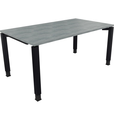 Schreibtisch All in One, manuell höhenverstellbar, 68-82cm (H), 160x90cm (BxT), rechteckig, beton hell / anthrazit metallic