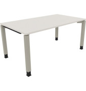 Schreibtisch All in One, manuell höhenverstellbar, 68-82cm (H), 160x90cm (BxT), rechteckig, weiß / silberaluminium
