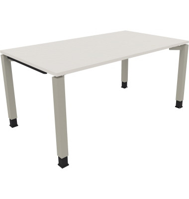 Schreibtisch All in One, manuell höhenverstellbar, 68-82cm (H), 160x90cm (BxT), rechteckig, weiß / silberaluminium Schreibtisch All in One, manuell höhenverstellbar, 68-82cm (H), 160x90cm (BxT), rechteckig, weiß / silberaluminium