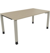 Schreibtisch All in One, manuell höhenverstellbar, 68-82cm (H), 160x90cm (BxT), rechteckig, eiche natur / silberaluminium