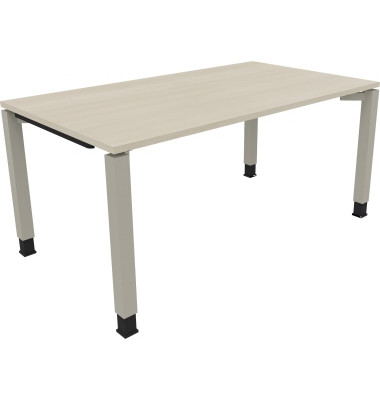 Schreibtisch All in One, manuell höhenverstellbar, 68-82cm (H), 160x90cm (BxT), rechteckig, akazie hell / silberaluminium