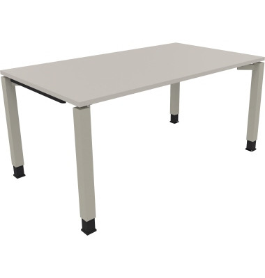 Schreibtisch All in One, manuell h&ouml;henverstellbar, 68-82cm (H), 160x90cm (BxT), rechteckig, lichtgrau / silberaluminium