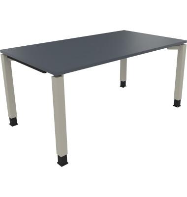 Schreibtisch All in One, manuell h&ouml;henverstellbar, 68-82cm (H), 160x90cm (BxT), rechteckig, lavagrau / silberaluminium