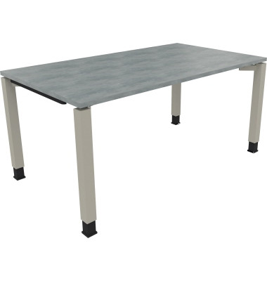Schreibtisch All in One, manuell höhenverstellbar, 68-82cm (H), 160x90cm (BxT), rechteckig, beton hell / silberaluminium