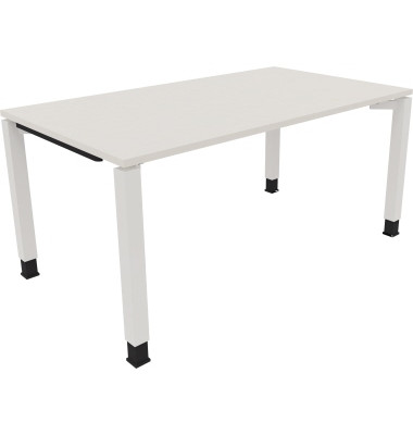 Schreibtisch All in One, manuell höhenverstellbar, 68-82cm (H), 160x90cm (BxT), rechteckig, weiß / weiß