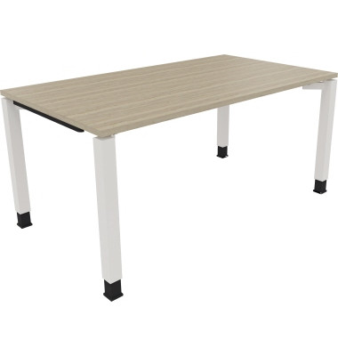 Schreibtisch All in One, manuell höhenverstellbar, 68-82cm (H), 160x90cm (BxT), rechteckig, eiche natur / weiß