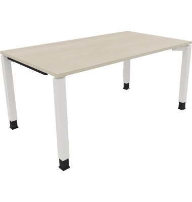 Schreibtisch All in One, manuell höhenverstellbar, 68-82cm (H), 160x90cm (BxT), rechteckig, akazie hell / weiß