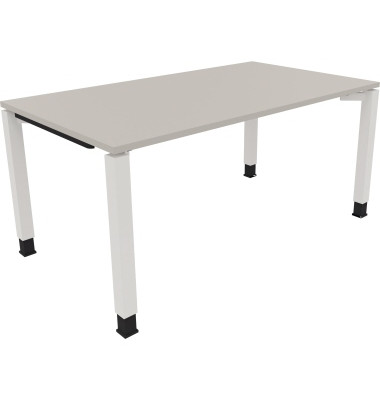 Schreibtisch All in One, manuell höhenverstellbar, 68-82cm (H), 160x90cm (BxT), rechteckig, lichtgrau / weiß