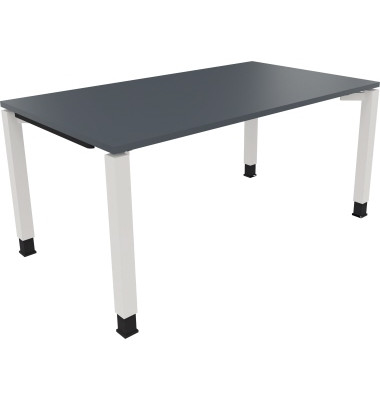 Schreibtisch All in One, manuell höhenverstellbar, 68-82cm (H), 160x90cm (BxT), rechteckig, lavagrau / weiß