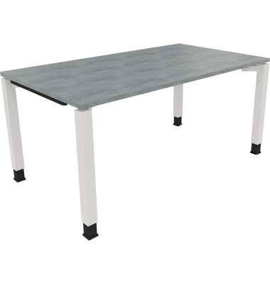 Schreibtisch All in One, manuell höhenverstellbar, 68-82cm (H), 160x90cm (BxT), rechteckig, beton hell / weiß