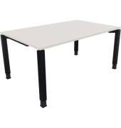Schreibtisch All in One, manuell höhenverstellbar, 68-82cm (H), 180x100cm (BxT), rechteckig, weiß / anthrazit metallic