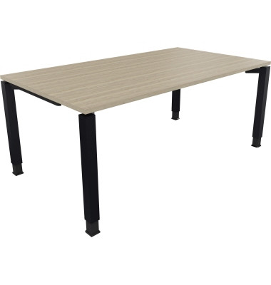 Schreibtisch All in One, manuell höhenverstellbar, 68-82cm (H), 180x100cm (BxT), rechteckig, eiche natur / anthrazit metallic