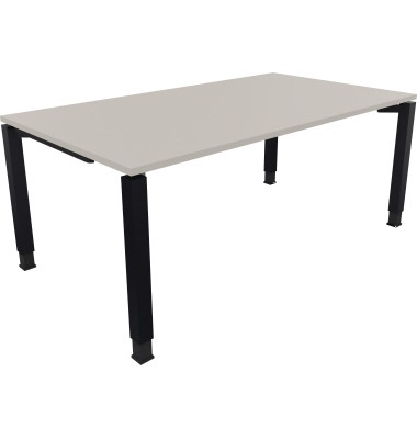 Schreibtisch All in One, manuell höhenverstellbar, 68-82cm (H), 180x100cm (BxT), rechteckig, lichtgrau / anthrazit metallic