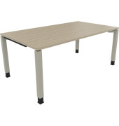 Schreibtisch All in One, manuell höhenverstellbar, 68-82cm (H), 180x100cm (BxT), rechteckig, eiche natur / silberaluminium