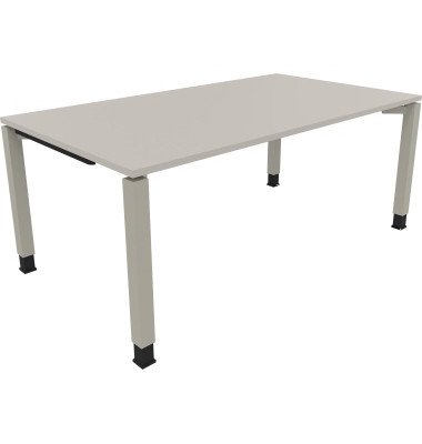 Schreibtisch All in One, manuell höhenverstellbar, 68-82cm (H), 180x100cm (BxT), rechteckig, lichtgrau / silberaluminium