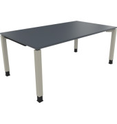 Schreibtisch All in One, manuell h&ouml;henverstellbar, 68-82cm (H), 180x100cm (BxT), rechteckig, lavagrau / silberaluminium