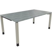 Schreibtisch All in One, manuell h&ouml;henverstellbar, 68-82cm (H), 180x100cm (BxT), rechteckig, beton hell / silberaluminium