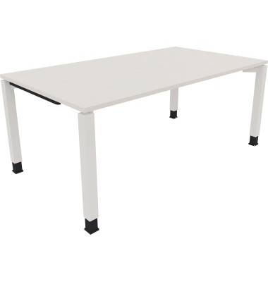 Schreibtisch All in One, manuell höhenverstellbar, 68-82cm (H), 180x100cm (BxT), rechteckig, weiß / weiß