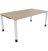 Schreibtisch All in One, manuell höhenverstellbar, 68-82cm (H), 180x100cm (BxT), rechteckig, eiche natur / weiß