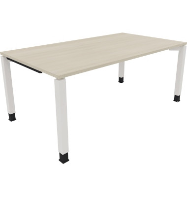 Schreibtisch All in One, manuell höhenverstellbar, 68-82cm (H), 180x100cm (BxT), rechteckig, akazie hell / weiß