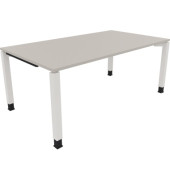 Schreibtisch All in One, manuell höhenverstellbar, 68-82cm (H), 180x100cm (BxT), rechteckig, lichtgrau / weiß