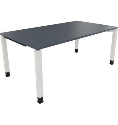 Schreibtisch All in One, manuell höhenverstellbar, 68-82cm (H), 180x100cm (BxT), rechteckig, lavagrau / weiß