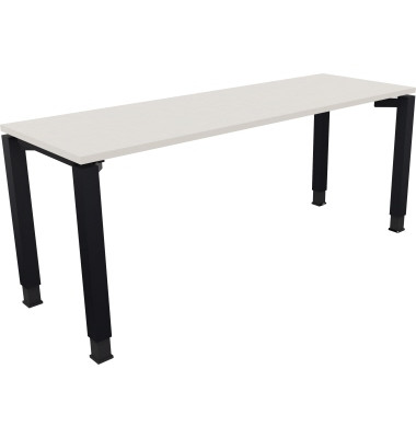 Schreibtisch All in One, manuell höhenverstellbar, 68-82cm (H), 180x100cm (BxT), rechteckig, weiß / anthrazit metallic Schreibtisch All in One, manuell höhenverstellbar, 68-82cm (H), 180x100cm (BxT), rechteckig, weiß / anthrazit metallic