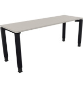 Schreibtisch All in One, manuell höhenverstellbar, 68-82cm (H), 180x60cm (BxT), rechteckig, lichtgrau / anthrazit metallic