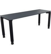 Schreibtisch All in One, manuell h&ouml;henverstellbar, 68-82cm (H), 180x60cm (BxT), rechteckig, lavagrau / anthrazit metallic