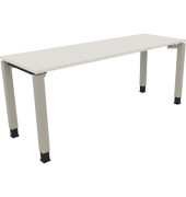 Schreibtisch All in One, manuell h&ouml;henverstellbar, 68-82cm (H), 180x60cm (BxT), rechteckig, wei&szlig; / silberaluminium