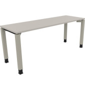 Schreibtisch All in One, manuell höhenverstellbar, 68-82cm (H), 180x60cm (BxT), rechteckig, lichtgrau / silberaluminium
