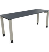Schreibtisch All in One, manuell höhenverstellbar, 68-82cm (H), 180x60cm (BxT), rechteckig, lavagrau / silberaluminium